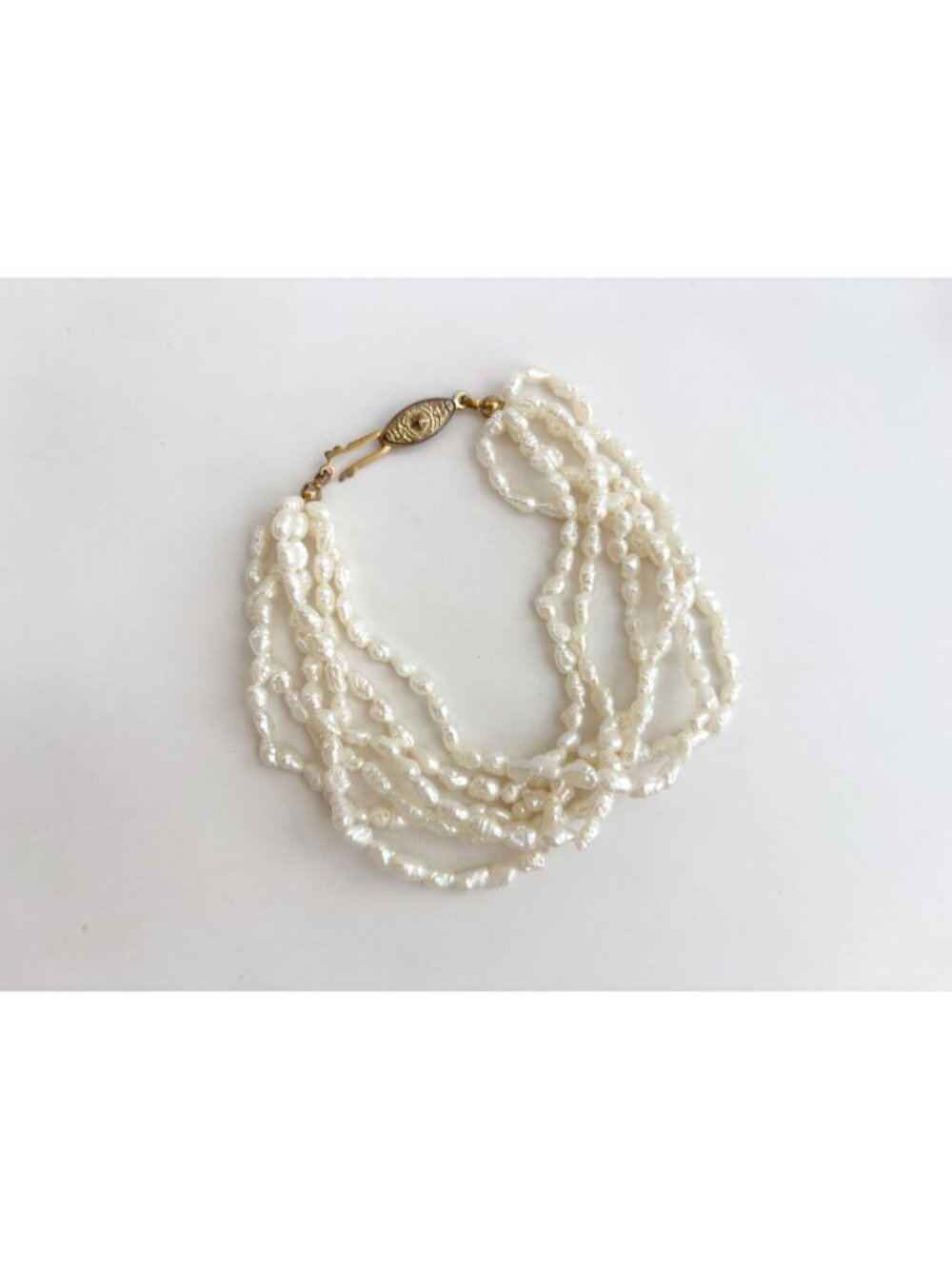 Multi Strand Genuine Rice Pearl Vintage Beaded 6 Strand Bracelet - 8" - Picture 7 of 16
